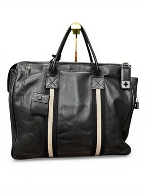 Vintage Bally “Tatest” Large Leather Travel Tote in Black with Lock Key